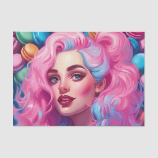 Dekoupage Paper der rosa und blauen Macaron-Süsse Seidenpapier (Vorderseite)