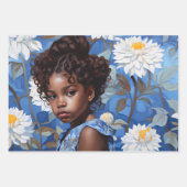 Dekoupage Paper Set (blaues und weißes Blumenportr Geschenkpapier Set (Vorderseite 3)