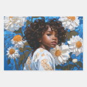 Dekoupage Paper Set (blaues und weißes Blumenportr Geschenkpapier Set (Vorderseite 2)