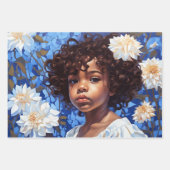 Dekoupage Paper Set (blaues und weißes Blumenportr Geschenkpapier Set (Vorderseite)