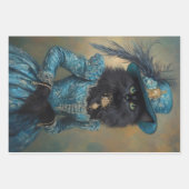 Dekoupage Paper von Black Cat Blue Dress Geschenkpapier Set (Vorderseite)