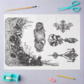 Dekoupage Paper von mehreren Schwarzweiß-Motiven Seidenpapier (Basteln)