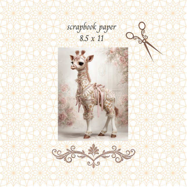 Dekoupage Pink Viktorianisch Giraffe Scrapbook Pap (Von Creator hochgeladen)