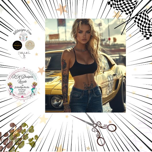 Dekoupage Poster von Blonde Chic und ihrem Muskelw Seidenpapier