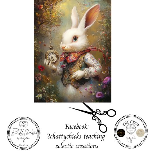 Dekoupage Rabbit Alice's Adventures Wunderland Seidenpapier