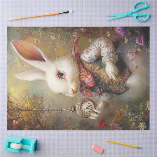 Dekoupage Rabbit Alice's Adventures Wunderland Seidenpapier (Basteln)