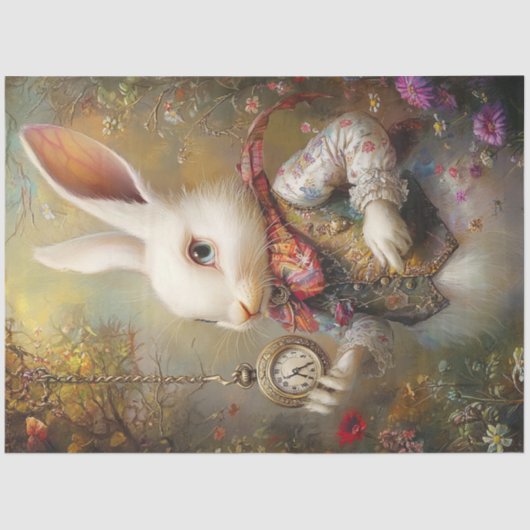 Dekoupage Rabbit Alice's Adventures Wunderland Seidenpapier (Vorderseite)