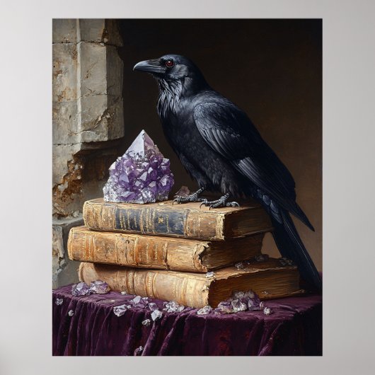 Dekoupage Rabe und Amethyst Gothic Poster (Vorne)