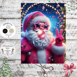 Dekoupage Rosa Kaugummi Weihnachtsmann  Seidenpapier