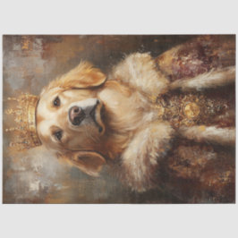Dekoupage Royal Golden Retriever mit Goldkrone Seidenpapier