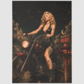 Dekoupage Ruby Mondlicht-Biker-Chick Seidenpapier (Vorderseite)