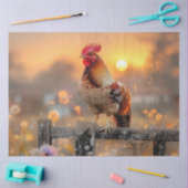 Dekoupage Rustic Farm Life Rooster auf Zaun Seidenpapier (Basteln)