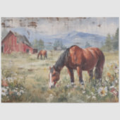 Dekoupage Rustic Horse Meadow Red Barn Land Seidenpapier (Vorderseite)