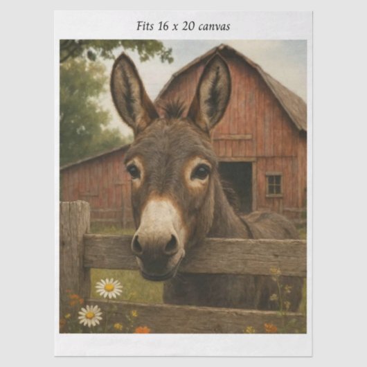 Dekoupage Rustikaler Eselstall Farmhouse 16x20 Seidenpapier (Vorderseite)