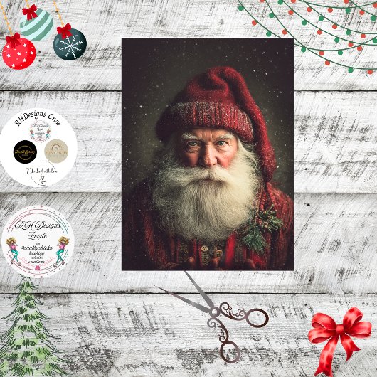 Dekoupage Rustikaler Weihnachtsmann Feiertagskunst Seidenpapier