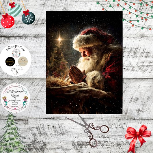 Dekoupage Santa beim Gebet Wahre Bedeutung Weihnac Seidenpapier