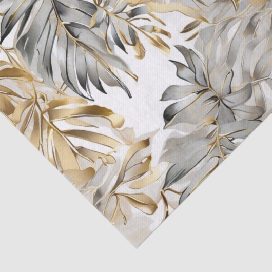 Dekoupage Schöne Silver Gold Palm Blätter Seidenpapier (Detail)