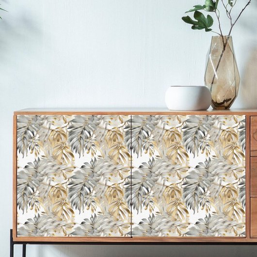 Dekoupage Schöne Silver Gold Palm Blätter Seidenpapier