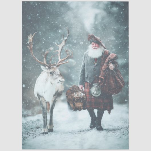 Dekoupage Scottish Santa Claus in Kilt Seidenpapier (Vorderseite)