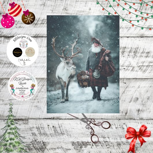 Dekoupage Scottish Santa Claus in Kilt Seidenpapier