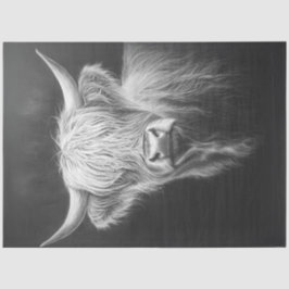 Dekoupage Shaggy Highland Kuh Black Background Seidenpapier