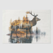 Dekoupage Silhouette Deer Double Exposure Wildlife Seidenpapier (Vorderseite)