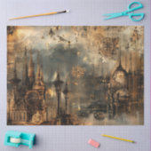Dekoupage Steampunk City Architecture Design Seidenpapier (Basteln)