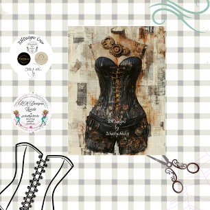 Dekoupage-Steampunk-Zahnrad-Korsett-Schaufensterpu Seidenpapier