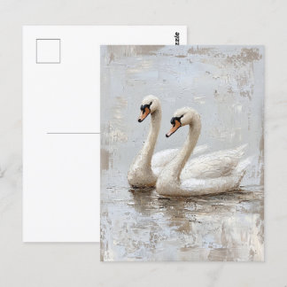 Dekoupage Swan Pair Ölgemälde Postkarte