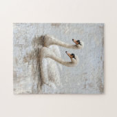 Dekoupage Swan Pair Ölgemälde Puzzle (Horizontal)