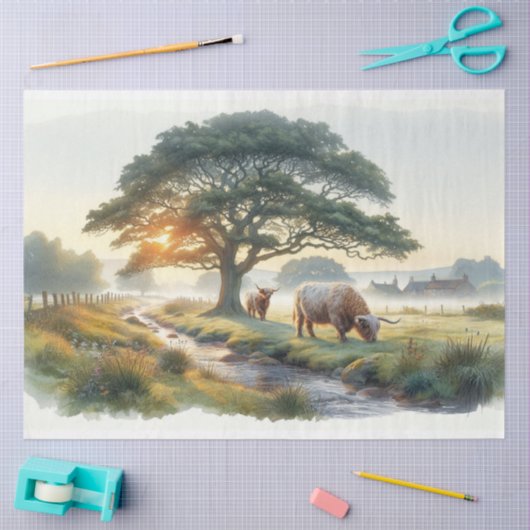 Dekoupage Tissue Paper West Highland Cattle Seidenpapier (Basteln)
