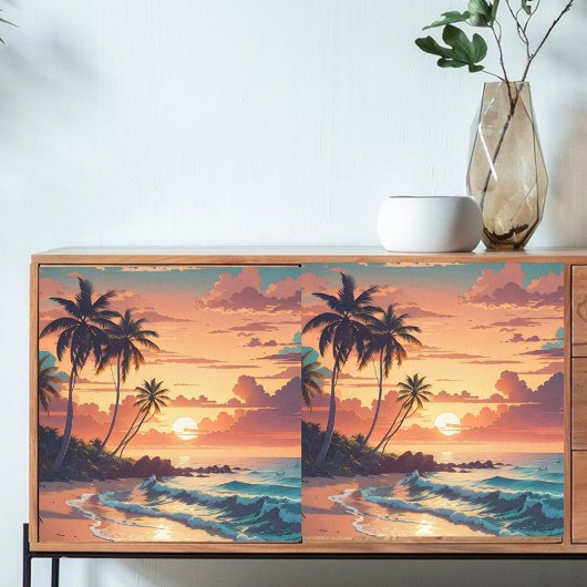 Dekoupage Tropical Beach Sunset Seidenpapier