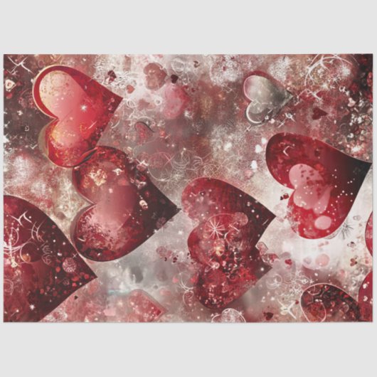 Dekoupage Vibrant Rosa Herzen für Valentine Seidenpapier (Vorderseite)