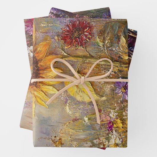 Dekoupage Vibrant Sonnenblumen, Milchblumen, Wildb Geschenkpapier Set (Beispiel)