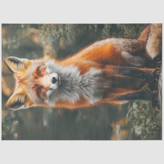 Dekoupage Vibrany Fotografie von Red Orange Fox Seidenpapier (Vorderseite)