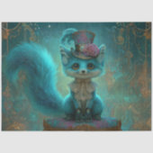 Dekoupage viktorianischer blauer Teal-Fantasy-Fuch Seidenpapier (Vorderseite)