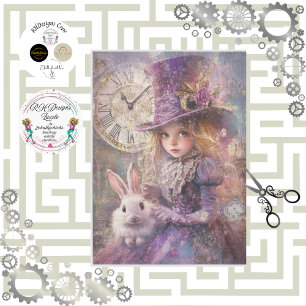 Dekoupage viktorianisches Alice-im-Wunderland-Them Seidenpapier
