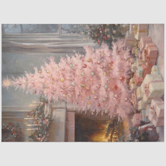 Dekoupage Vintag Holiday Weihnachtsbaummalerei Seidenpapier (Vorderseite)