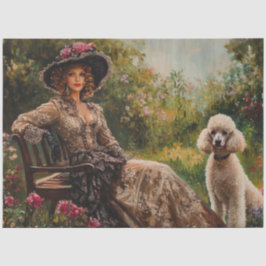 Dekoupage Vintag Lady in Garden & Standard Poodle Seidenpapier