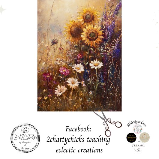 Dekoupage Vintag Painting Sonnenblumen & Wildblume Seidenpapier