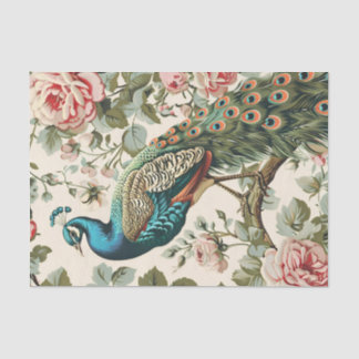 Dekoupage Vintag Peacock Floral Wallpaper Seidenpapier