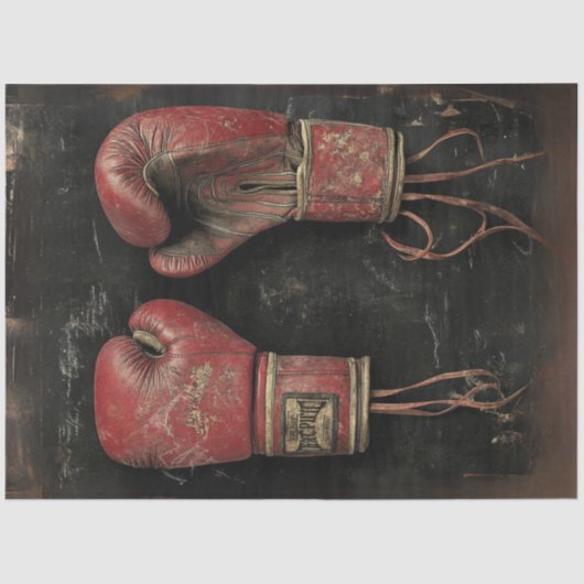 Dekoupage Vintag Red Boxing Gloves Poster Seidenpapier (Vorderseite)