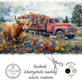 Dekoupage Vintag Red Truck Field Blume Seidenpapier