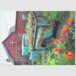 Dekoupage Vintag Rusty Blue Truck Blume Seidenpapier