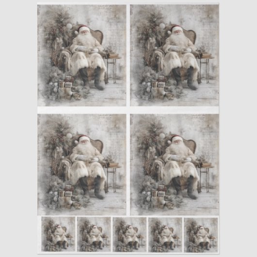 Dekoupage Vintag Santa & Untersetzer Seidenpapier (Vorderseite)