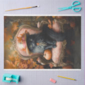 Dekoupage Vintag Setting Black Cat Fall Season Seidenpapier (Basteln)