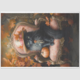 Dekoupage Vintag Setting Black Cat Fall Season Seidenpapier