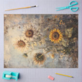 Dekoupage Vintag Sonnenblumengemälde Seidenpapier (Basteln)