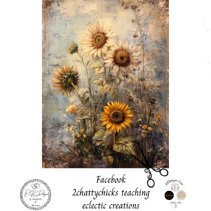 Dekoupage Vintag Sonnenblumengemälde Seidenpapier