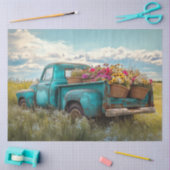 Dekoupage Vintage Aquamarine LKW-Feld Sage Grass Seidenpapier (Basteln)